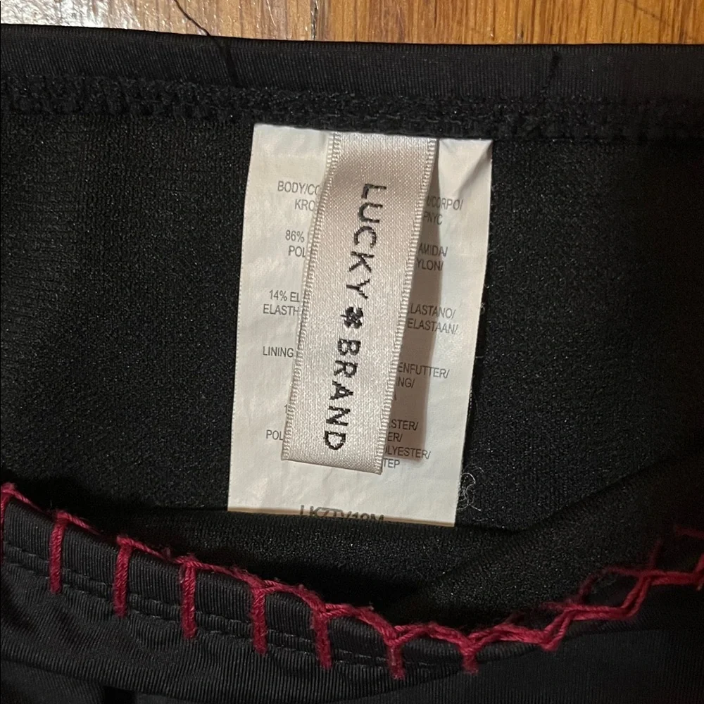 Lucky Brand Black Bikini Bottom with Colorful Stitching Swimwear Size Small